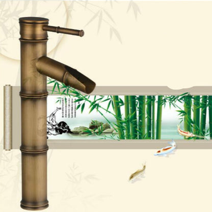 Antique Retro Hot Cold Water Bathroom Counter Basin Bamboo Waterfall Basin Copper Faucet, Specifications:Elbow 2 Knots - Faucets & Accessories by buy2fix | Online Shopping UK | buy2fix