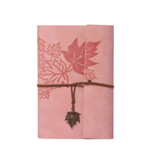 A6 PU Maple Retro Straps Handbook Loose-leaf Notebook(Pink) - Notebooks by buy2fix | Online Shopping UK | buy2fix