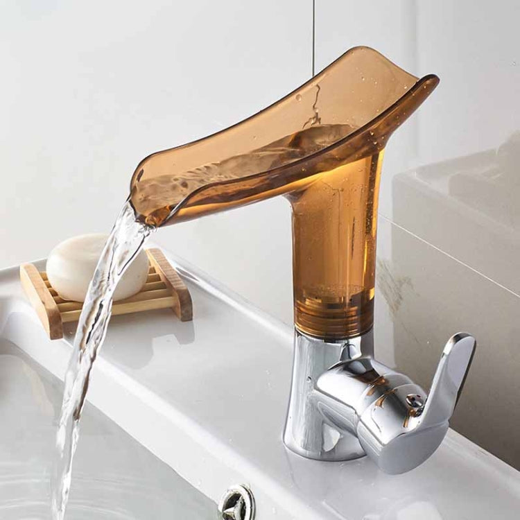 Bathroom Hot Cold Water Faucet Wine Glass Waterfall Faucet(Brown &Yellow) - Faucets & Accessories by buy2fix | Online Shopping UK | buy2fix