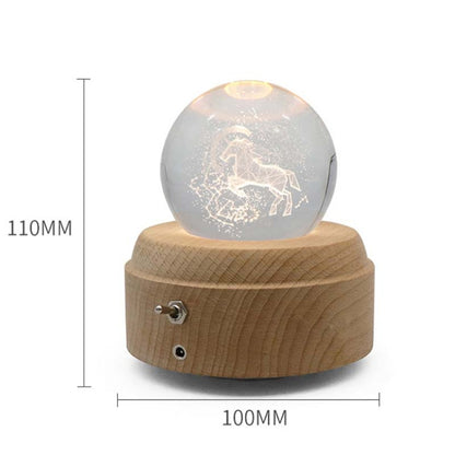 Girl Bedside Lamp Crystal Ball Wooden Base Music Box Charging Glow Rotating Night Light, Random Music(Balloon Bear) - Novelty Lighting by buy2fix | Online Shopping UK | buy2fix