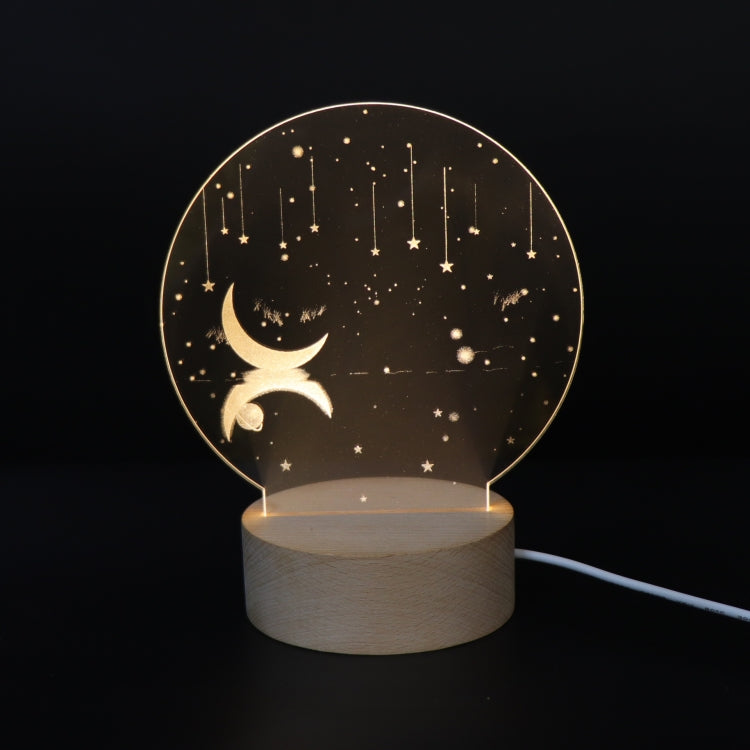 3D Atmosphere Decorative Light Acrylic Inner Carved LED Night Light Creative Girl Table Lamp(Stars And Moon) - Novelty Lighting by buy2fix | Online Shopping UK | buy2fix