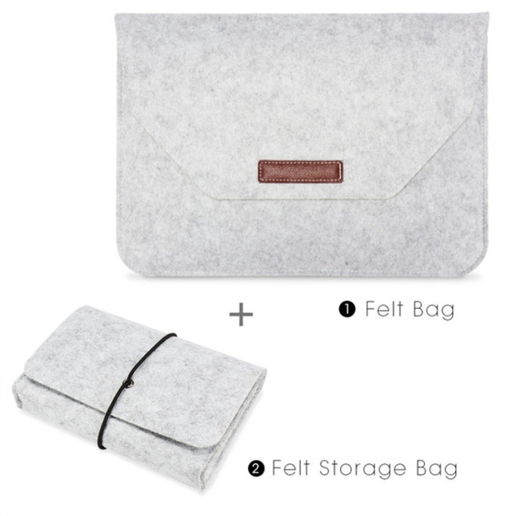 Portable Air Permeable Felt Sleeve Bag for MacBook Laptop, with Power Storage Bag, Size:13 inch(Grey) - Protective Bags by buy2fix | Online Shopping UK | buy2fix