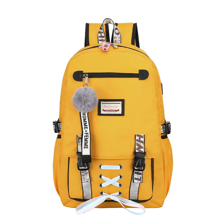 Sports and Leisure USB Charging Anti-Theft Backpack(Yellow) - Double-shoulder Bags by buy2fix | Online Shopping UK | buy2fix