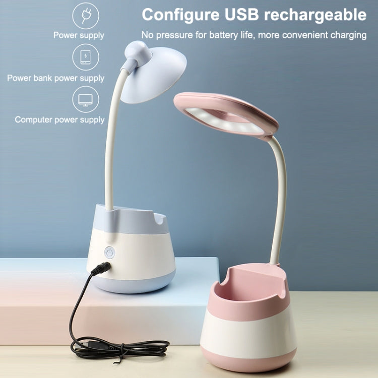 USB Charging LED Desk Light Eye Protection Lamp with Pen Holder and Phone Holder(CS276-3 Pink) - Desk Lamps by buy2fix | Online Shopping UK | buy2fix