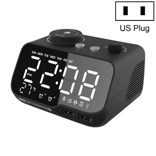 M9 Wireless Bluetooth Speaker Multifunctional Desktop Alarm Clock Support TF Card & U Disk & AUX US Plug(Black) - Desktop Speaker by buy2fix | Online Shopping UK | buy2fix