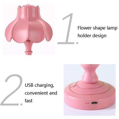 Retro Charging Table Lamp Bedroom Bed LED Eye Protection Light(LD04 Flower Hat Light Green) - Bedside Light by buy2fix | Online Shopping UK | buy2fix