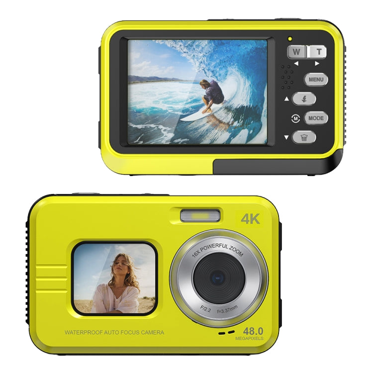 WDC901 3.5m Waterproof 48MP HD Dual Screen Outdoor Sports Digital Camera AU Plug(Yellow) - Children Cameras by buy2fix | Online Shopping UK | buy2fix