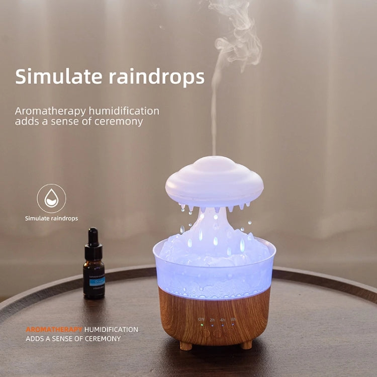 V50 Desktop Colorful Night Light Humidifier Wood Grain Water Drop Aroma Diffuser, Spec: AU Plug(White) - Air Purifiers & Accessories by buy2fix | Online Shopping UK | buy2fix