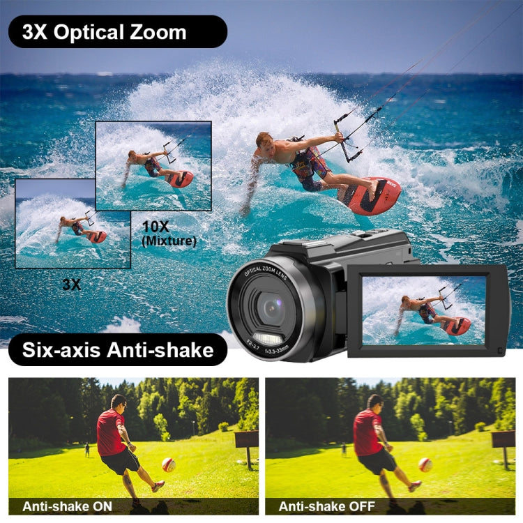 HDV265K 5K 30FPS 3.0-Inch HD Digital 3X Optical Zoom Outdoor Sports DV Camera US Plug(Black) - Video Cameras by buy2fix | Online Shopping UK | buy2fix