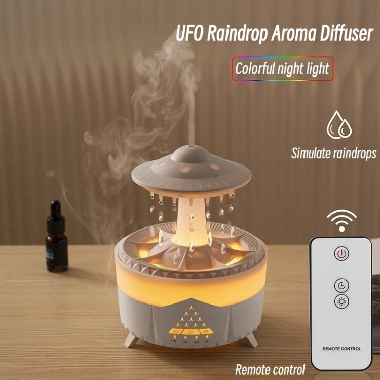 UFO Water Drop Aromatherapy Humidifier Desktop Remote Control Diffuser, Plug: US Plug(Wood Grain) - Air Purifiers & Accessories by buy2fix | Online Shopping UK | buy2fix