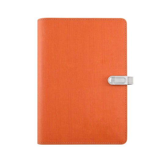 A5 Three-Dimensional Leather Pattern Notebook Set With 16GB U Disk, Specification: U Disk Style(Orange) - Notebooks by buy2fix | Online Shopping UK | buy2fix