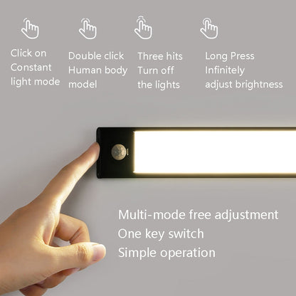 Intelligent Automatic Human Body Induction Wireless LED Lamp 80cm(Black + Warm Light) - Sensor LED Lights by buy2fix | Online Shopping UK | buy2fix