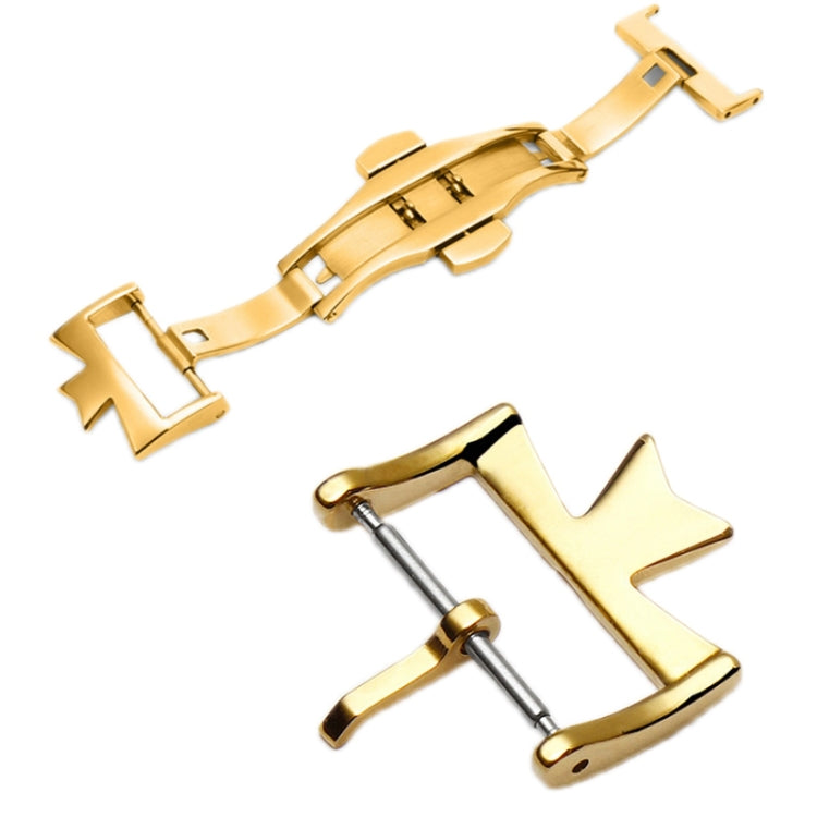 VC Stainless Steel Butterfly Pin Buckle Watch Accessories, Style: 14mm Buckle(Gold) - Watch Accessories & Parts by buy2fix | Online Shopping UK | buy2fix