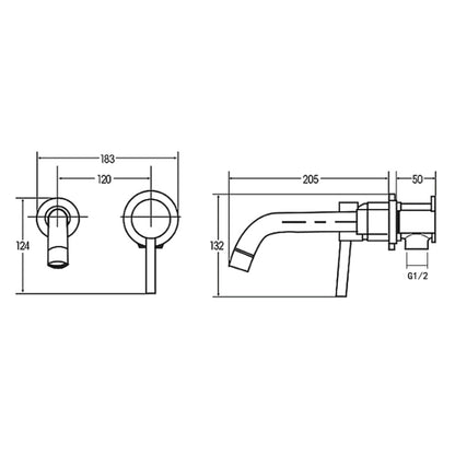 In-wall Hidden Concealed Faucet Hot and Cold Copper Mixing Valve, Specification: Black Conjoined - Faucets & Accessories by buy2fix | Online Shopping UK | buy2fix