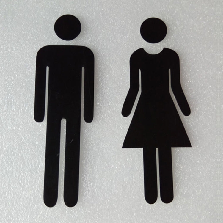 2 PCS 20cm 3D DIY Man & Woman Toilet Sticker WC Door Sign Decals Toilet Signs(Black) - Ornaments by buy2fix | Online Shopping UK | buy2fix