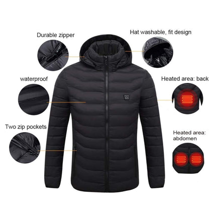 9 Zone Blue USB Winter Electric Heated Jacket Warm Thermal Jacket, Size: XL - Down Jackets by buy2fix | Online Shopping UK | buy2fix