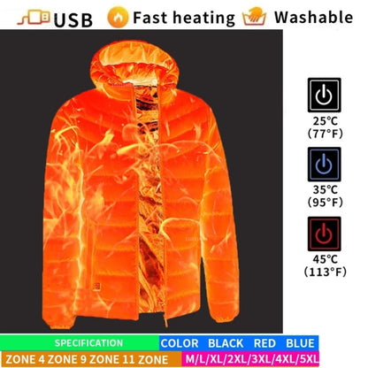 9 Zone Red USB Winter Electric Heated Jacket Warm Thermal Jacket, Size: XXXL - Down Jackets by buy2fix | Online Shopping UK | buy2fix