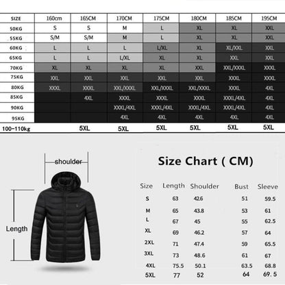 9 Zone Double Control Black USB Winter Electric Heated Jacket Warm Thermal Jacket, Size: XXXL - Down Jackets by buy2fix | Online Shopping UK | buy2fix