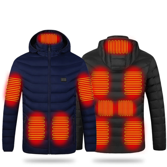 11 Zone Double Control Blue USB Winter Electric Heated Jacket Warm Thermal Jacket, Size: XL - Down Jackets by buy2fix | Online Shopping UK | buy2fix