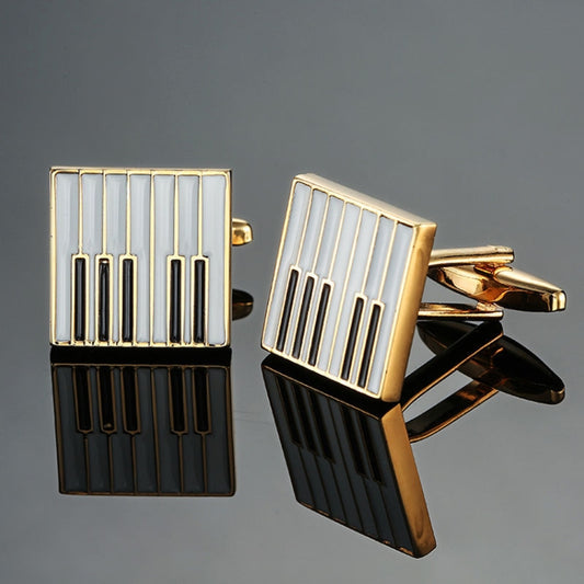 Brass Music Series Instrument Note Cufflinks, Color: Gold Piano Keyboard - Cufflinks by buy2fix | Online Shopping UK | buy2fix