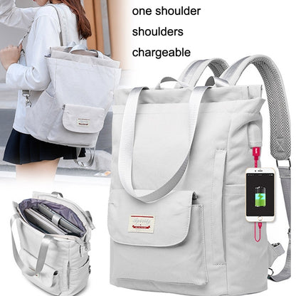 Student Backpack Waterproof USB Laptop Bag, Size: Medium (Gray) - Double-shoulder Bags by buy2fix | Online Shopping UK | buy2fix