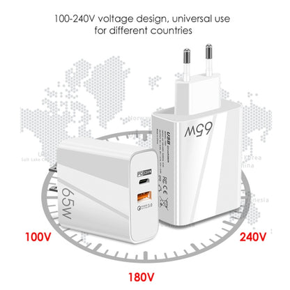 A502 65W USB-C/Type-C+USB Dual Port GaN Charger QC3.0 Laptop Universal Charger US Plug Black - USB Charger by buy2fix | Online Shopping UK | buy2fix