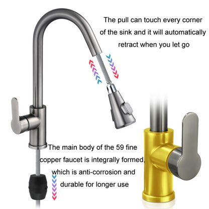 Kitchen Pull-out Universal Telescopic Hot & Cold Water Faucet, Specification: Copper Digital Display Gray - Faucets & Accessories by buy2fix | Online Shopping UK | buy2fix