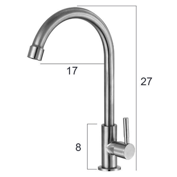 304 Stainless Steel Kitchen Rotatable Sink Faucet(60cm Pipe+Single Cold Curve) - Faucets & Accessories by buy2fix | Online Shopping UK | buy2fix