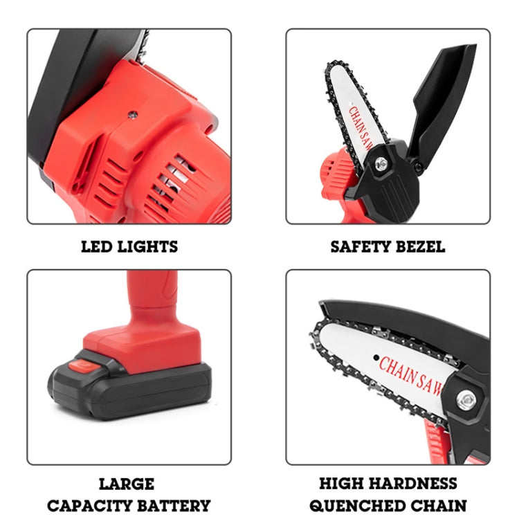 HILDA Rechargeable Cordless Mini Electrical Chain Saw Logging Tools Plastic Package, Model: US Plug With 1 Battery Red - Electric Saws & Accessories by HILDA | Online Shopping UK | buy2fix