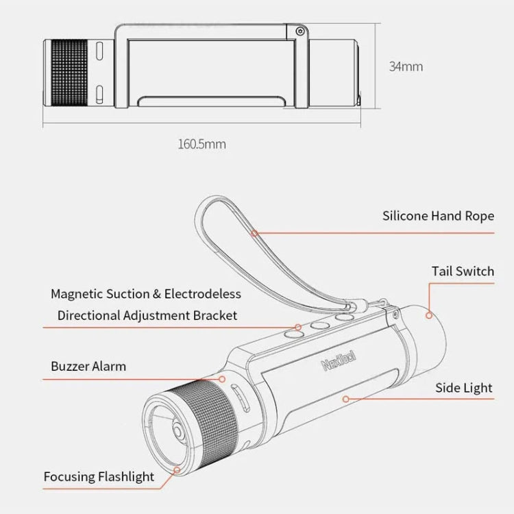 Nextool  6-In-1 Outdoor Emergency Flashlight  Zoomable Alarm Camping Work Light(Black) - LED Flashlight by Nextool | Online Shopping UK | buy2fix