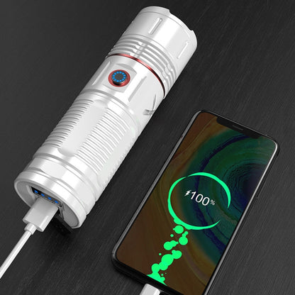 Outdoor White Laser Type-C Charging Telescopic Zoom Flashlight with Power Bank Function(Black) - LED Flashlight by buy2fix | Online Shopping UK | buy2fix