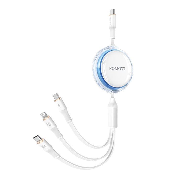 ROMOSS PD100W 3-In-1 Retractable Data Cable Type-C/USB-C To 8 Pin & Type-C & Micro Line 1.1m(Blue) - Multifunction Cable by ROMOSS | Online Shopping UK | buy2fix