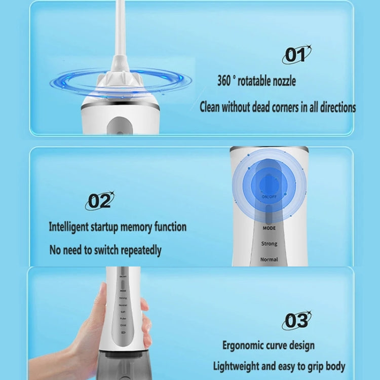 350ML Water Tank Oral Irrigator Rechargeable 5 Gear Adustable Water Flosser, Spec: White+Gray Tank - Oral Irrigators by buy2fix | Online Shopping UK | buy2fix