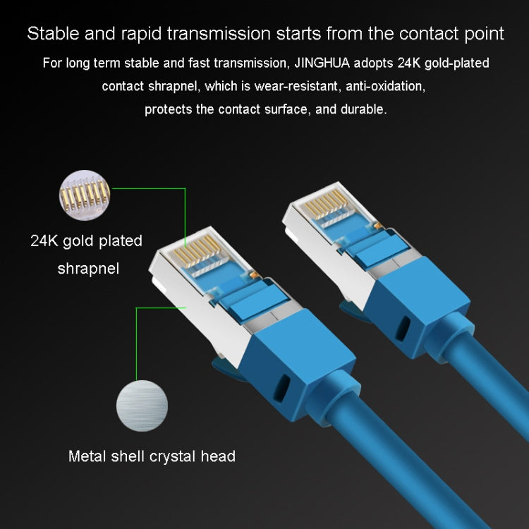 JINGHUA Category 6 Gigabit Double Shielded Router Computer Project All Copper Network Cable, Size: 10M(Blue) - Lan Cable and Tools by JINGHUA | Online Shopping UK | buy2fix