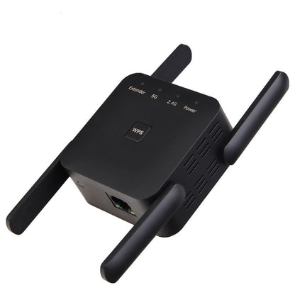 1200Mbps 2.4G / 5G WiFi Extender Booster Repeater Supports Ethernet Port Black US Plug - Broadband Amplifiers by buy2fix | Online Shopping UK | buy2fix