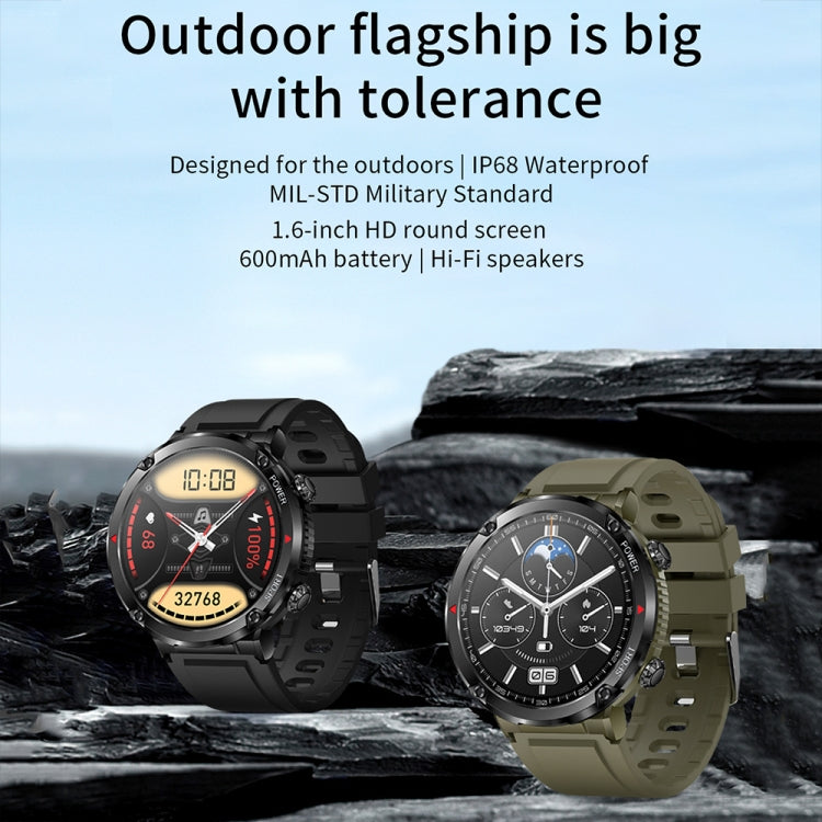 T30 1.6-inch Outdoor Sports Waterproof Smart Music Bluetooth Call Watch, Color: Dark Green - Smart Watches by buy2fix | Online Shopping UK | buy2fix