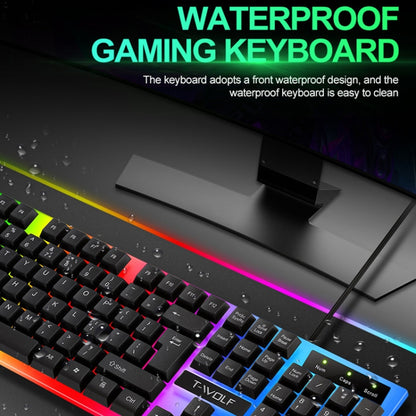 T-WOLF TF230 Colorful Light Effect Game Office Computer Wired Keyboard and Mouse Kit(Black) - Wired Keyboard by T-WOLF | Online Shopping UK | buy2fix