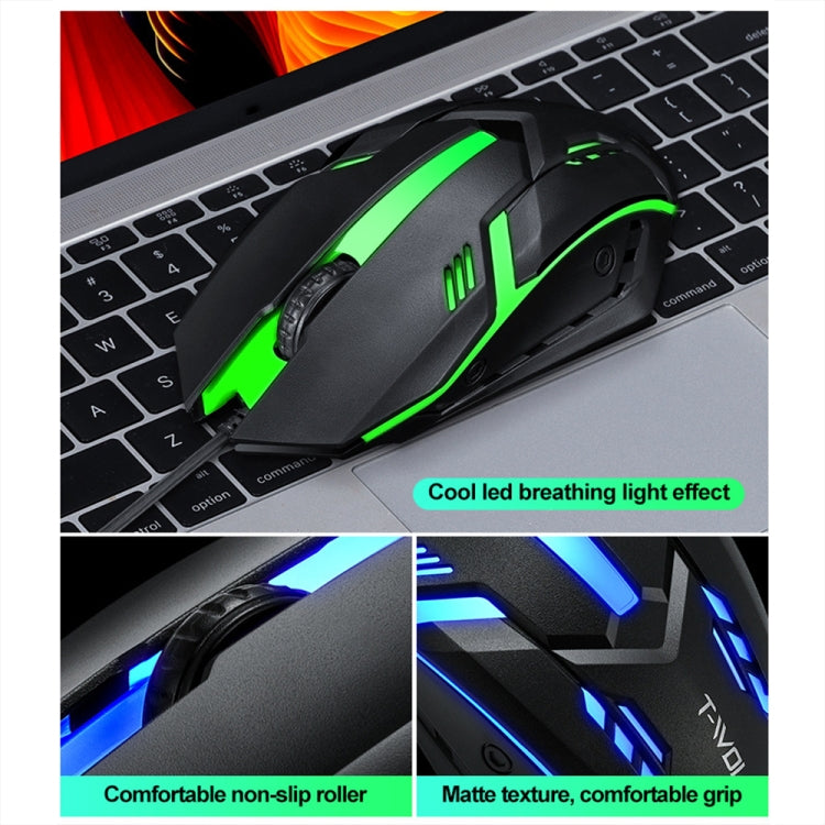 T-WOLF TF230 Colorful Light Effect Game Office Computer Wired Keyboard and Mouse Kit(Black) - Wired Keyboard by T-WOLF | Online Shopping UK | buy2fix