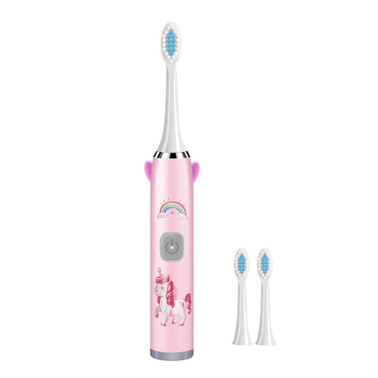 USB Charging Fully Automatic Ultrasonic Cartoon Children Electric Toothbrush, Color: Pink with 3 Heads - Toothbrushes by buy2fix | Online Shopping UK | buy2fix