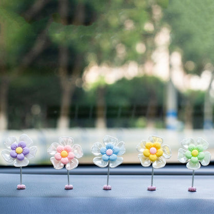 5pcs /Set Cute Cartoon Flower Car Shaking Ornament Car Dashboard Decoration, Style: Dark Color - Ornaments by buy2fix | Online Shopping UK | buy2fix