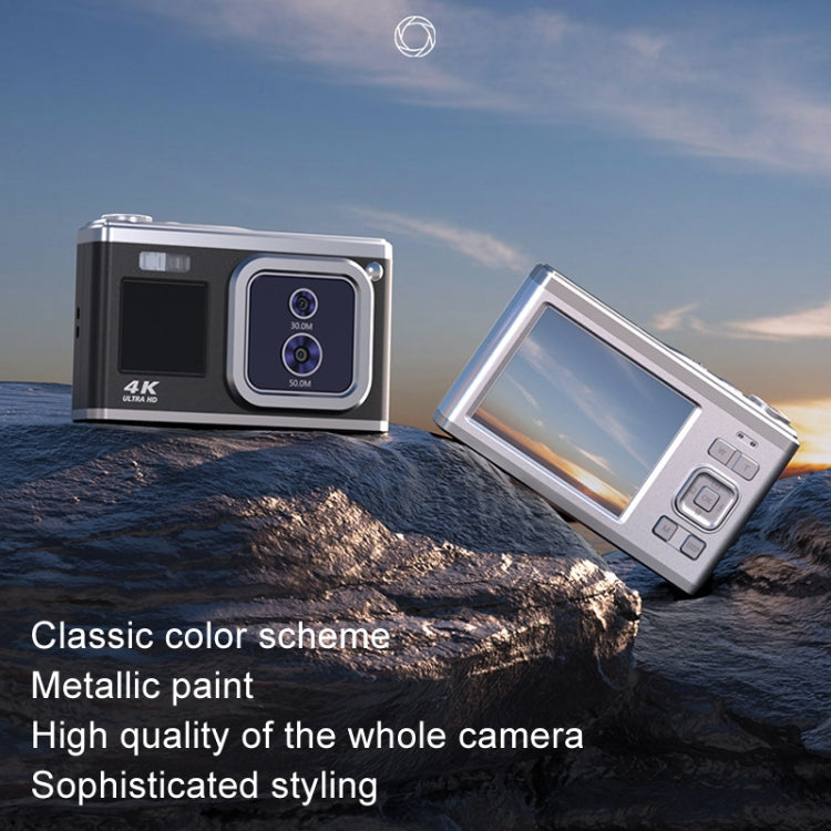 4K HD Optical Dual Lens Digital Camera 50MP Dual Screen Selfie Camera, No Memory(White) - Video Cameras by buy2fix | Online Shopping UK | buy2fix
