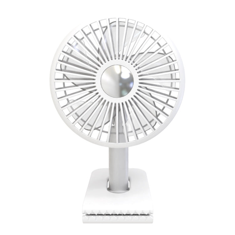 Car Clip-On Rechargeable Electric Oscillating Head Fan With Light(White) - Heating & Fans by buy2fix | Online Shopping UK | buy2fix