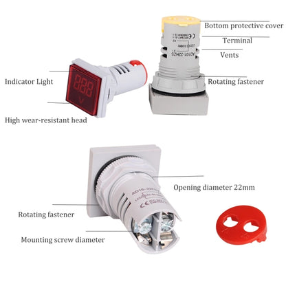 SINOTIMER ST17V AC Voltage Signal Indicator 22mm Square LED Digital Display Voltage Head AC 60-500V(01 Red) - Current & Voltage Tester by SINOTIMER | Online Shopping UK | buy2fix