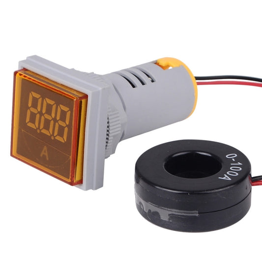 SINOTIMER ST17A Square 22mm LED Digital Display Signal Light AC Current Indicator 0-100A(05 Yellow) - Current & Voltage Tester by SINOTIMER | Online Shopping UK | buy2fix
