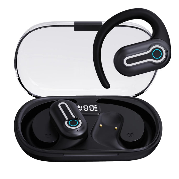 J31 OWS Hanging Ear Stereo Bluetooth Earphones With Digital Charging Compartment(Black) - Bluetooth Earphone by buy2fix | Online Shopping UK | buy2fix