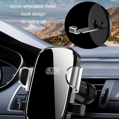 BUDK Anti-shake Car Phone Bracket Car Navigation Air Vent Fixed Gravity Support Stand(Silver) - Car Holders by BUDK | Online Shopping UK | buy2fix