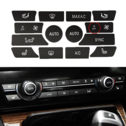 For BMW 5 Series/7 Series/X5/C6/F10/F01/F15 Air Conditioning Button Repair Sticker, Style: B 14pcs With OFF - Decorative Sticker by buy2fix | Online Shopping UK | buy2fix