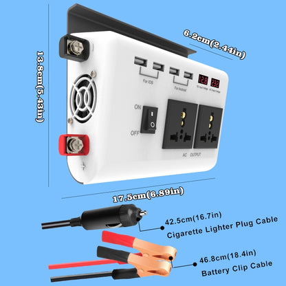 DC 12V To AC 220V Car Inverter Dual Socket 4USB - Modified Square Wave by buy2fix | Online Shopping UK | buy2fix