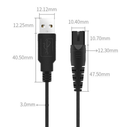 1.25m For Shaver / Water Refill Device USB TTo 8-Figure Tail Charging Cable Power Cord(Black) - Accessories by buy2fix | Online Shopping UK | buy2fix