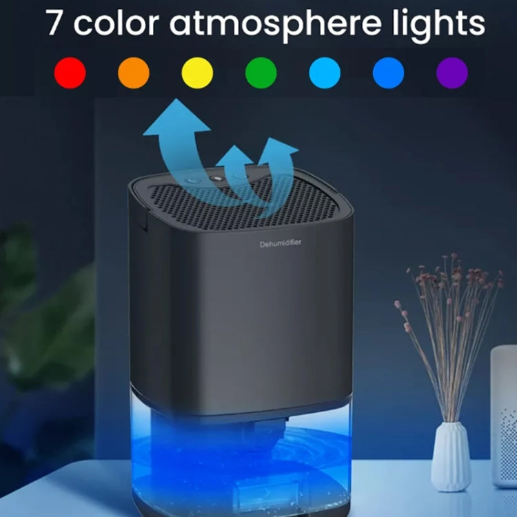 1L 36W Air Dehumidifier for Home Damp Drying Clothes with 7 colors Light EU Plug(Black) - Dehumidifiers by buy2fix | Online Shopping UK | buy2fix